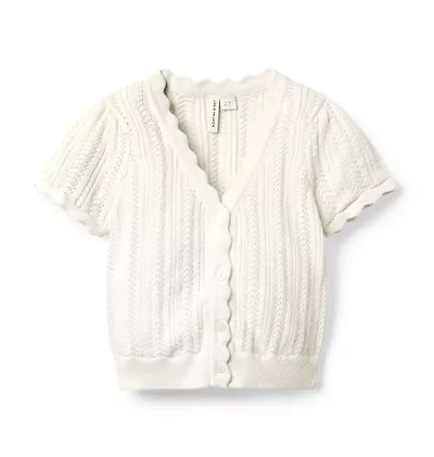 Pointelle Scalloped Cardigan