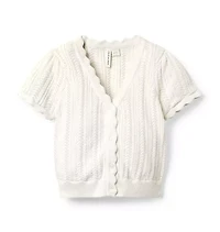 Pointelle Scalloped Cardigan