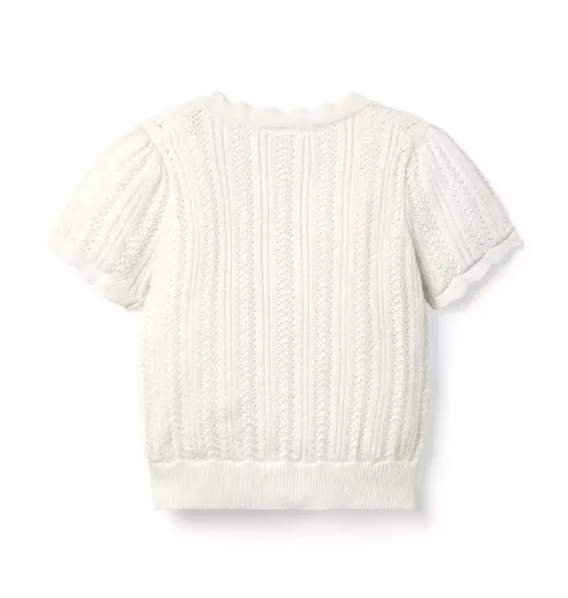 Pointelle Scalloped Cardigan