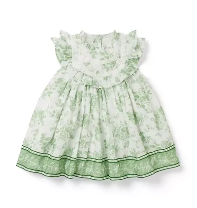 Baby Floral Toile Ruffle Dress