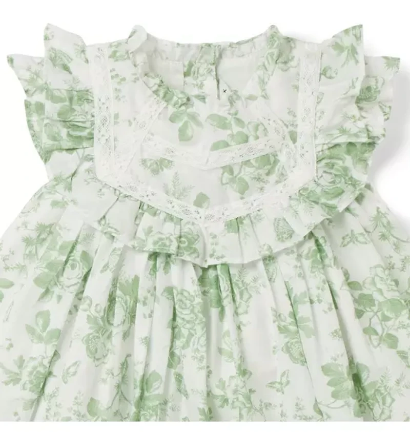 Baby Floral Toile Ruffle Dress