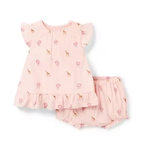 Baby Giraffe Floral Matching Set