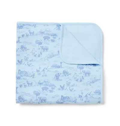 Baby Farm Animal Toile Blanket