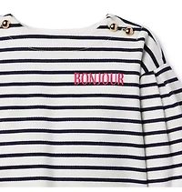 Bonjour Stripe Sweatshirt