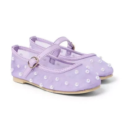 Mesh Pearl Ballet Flat