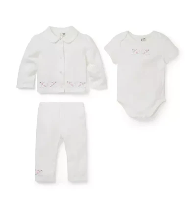 Baby Embroidered Floral 3-Piece Set