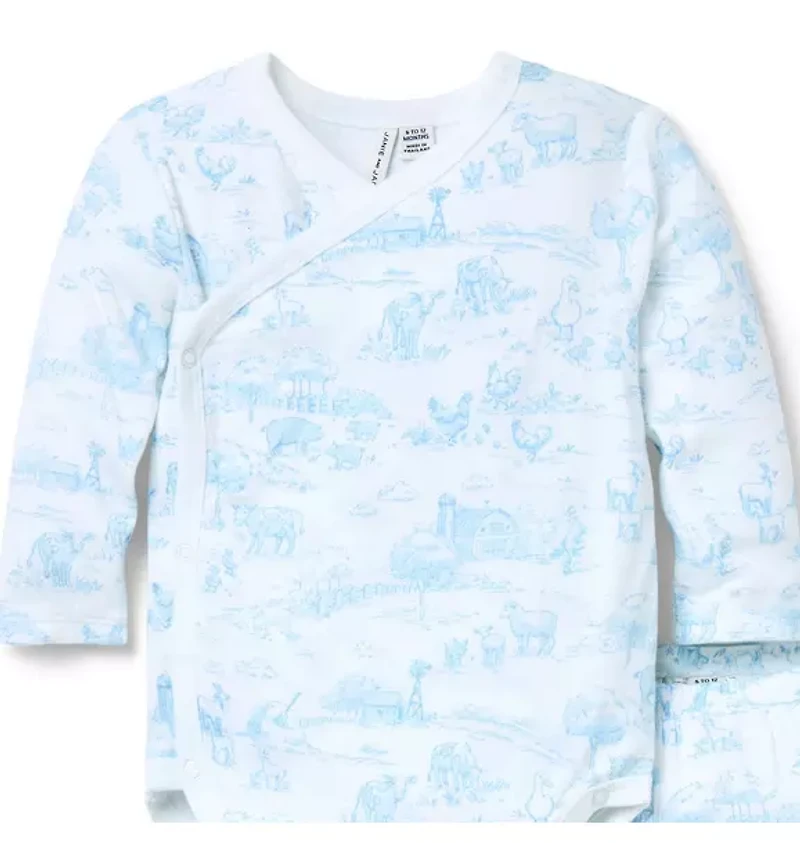 Baby Farm Animal Toile Wrap Matching Set