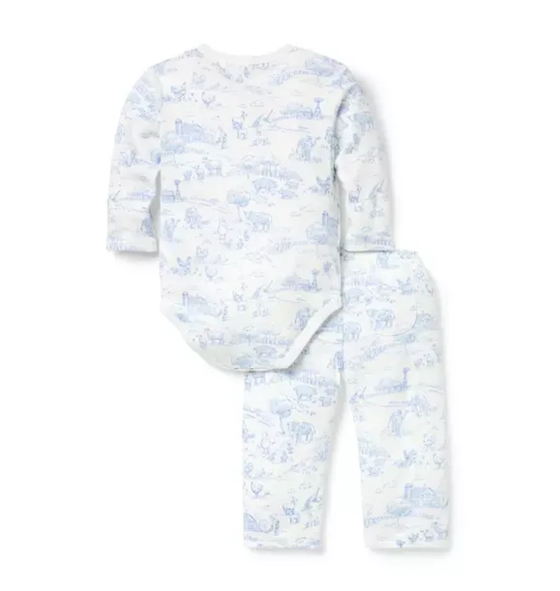 Baby Farm Animal Toile Wrap Matching Set