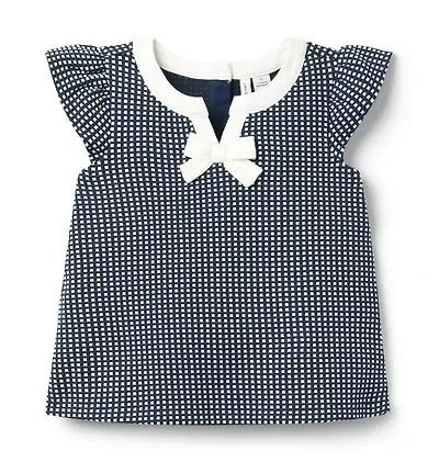 Gingham Jacquard Bow Top