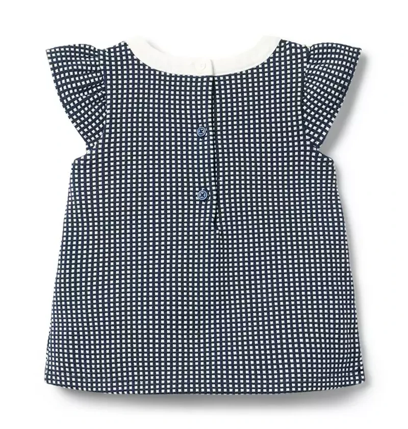 Gingham Jacquard Bow Top