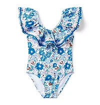 Recycled Floral Ruffle Swimsuit
