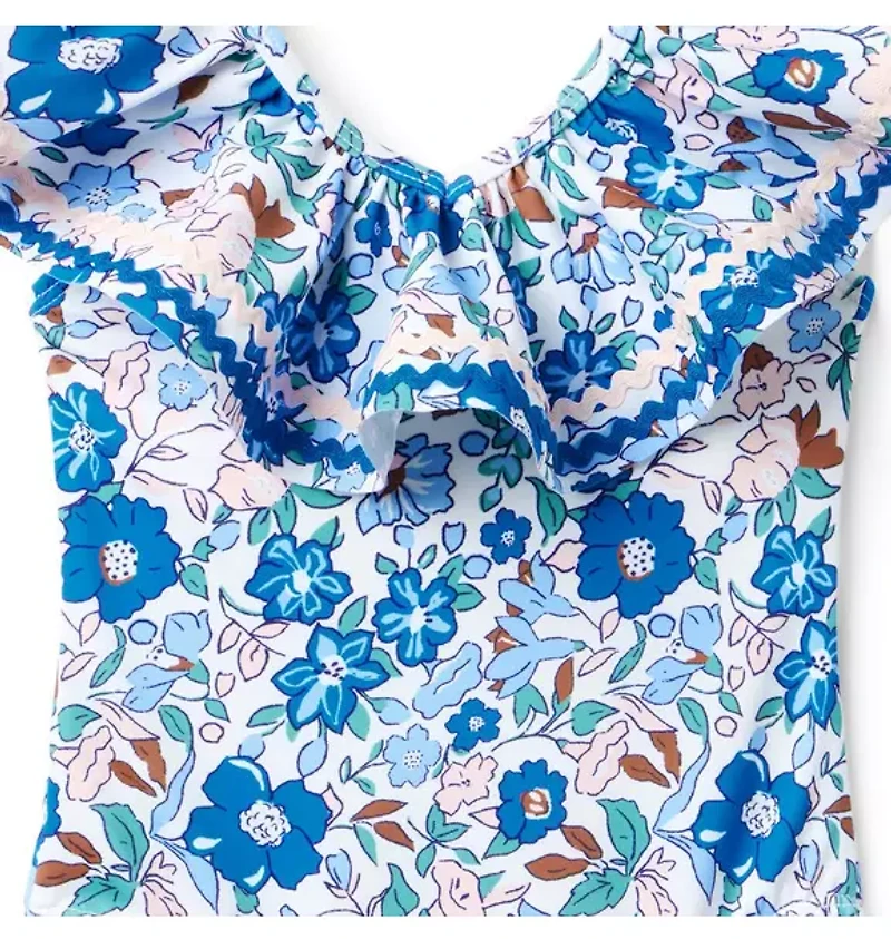 Recycled Floral Ruffle Swimsuit