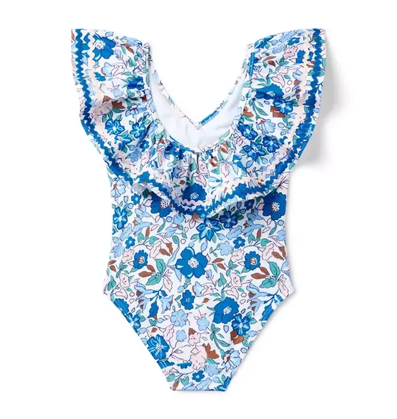 Recycled Floral Ruffle Swimsuit