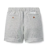 Striped Linen-Cotton Pull-On Short