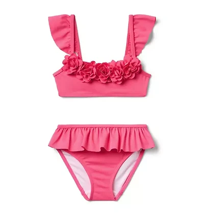 Recycled Rosette Ruffle 2-Piece Swimsuit