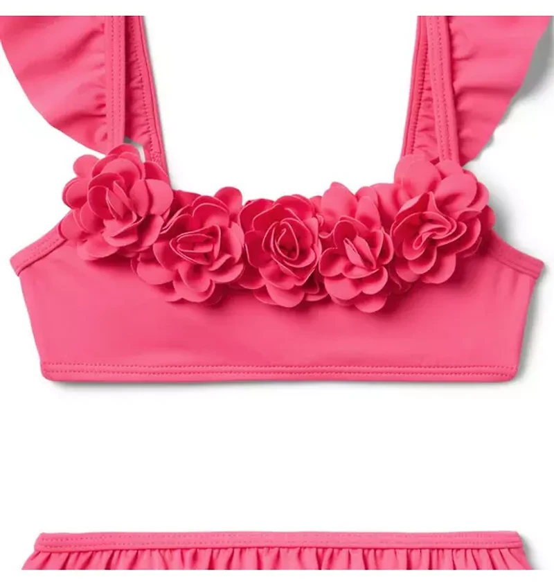 Recycled Rosette Ruffle 2-Piece Swimsuit