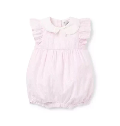 Baby Striped Seersucker Collared Romper