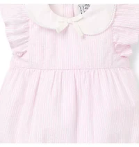 Baby Striped Seersucker Collared Romper