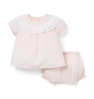 Baby Gingham Eyelet Collar Matching Set