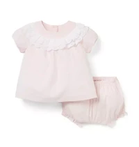 Baby Gingham Eyelet Collar Matching Set