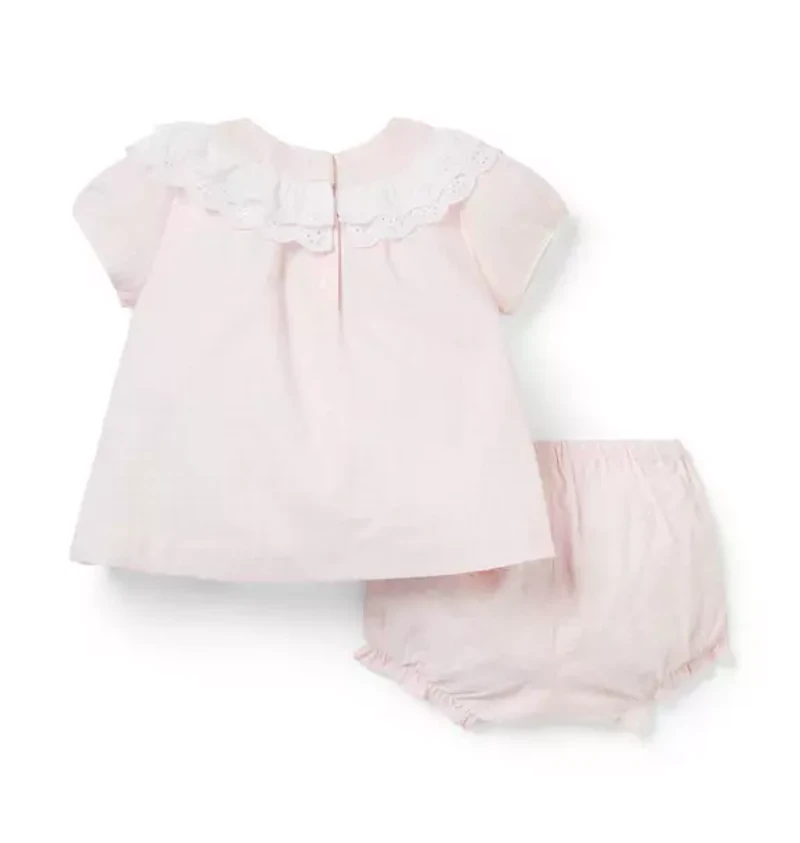 Baby Gingham Eyelet Collar Matching Set