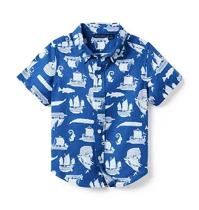 Pirate Ship Linen-Cotton Shirt