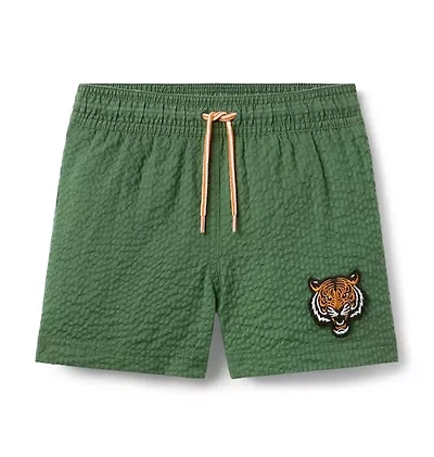 Recycled Seersucker Tiger Swim Trunk