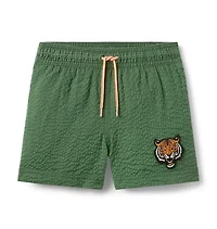 Recycled Seersucker Tiger Swim Trunk