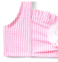 Recycled Striped Rosette 2-Piece Swimsuit