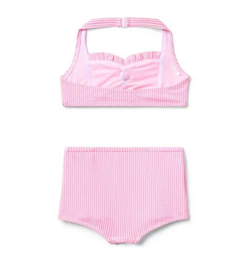 Recycled Striped Rosette 2-Piece Swimsuit