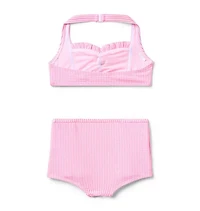 Recycled Striped Rosette 2-Piece Swimsuit