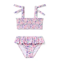 Recycled Floral Smocked 2-Piece Swimsuit