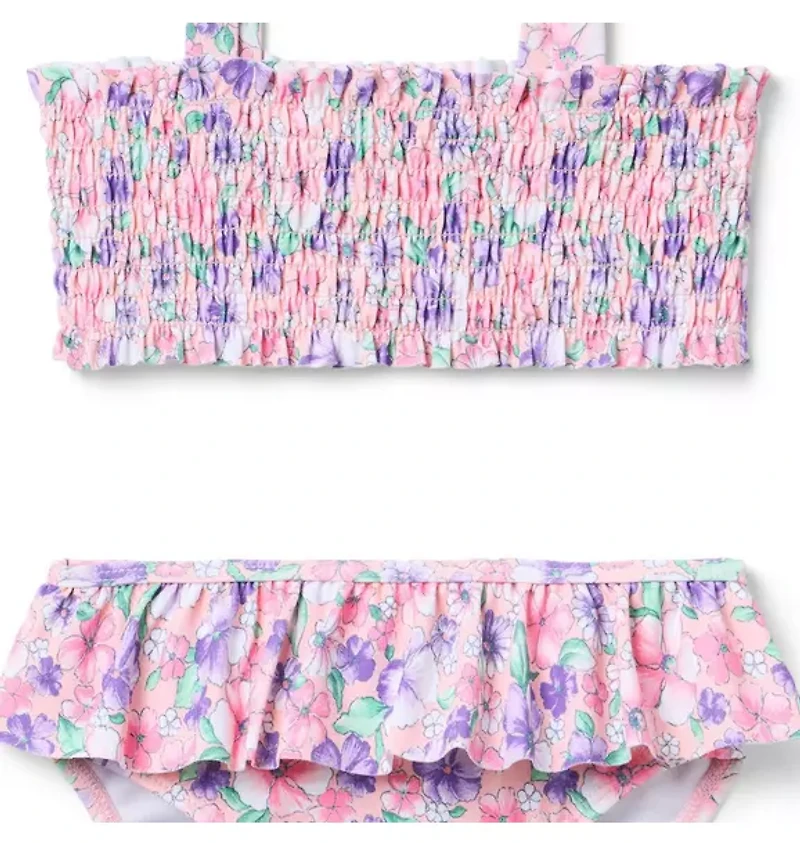 Recycled Floral Smocked 2-Piece Swimsuit