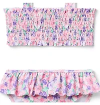 Recycled Floral Smocked 2-Piece Swimsuit