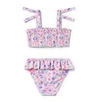 Recycled Floral Smocked 2-Piece Swimsuit