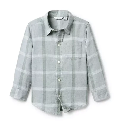 Plaid Linen-Cotton Shirt