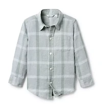 Plaid Linen-Cotton Shirt