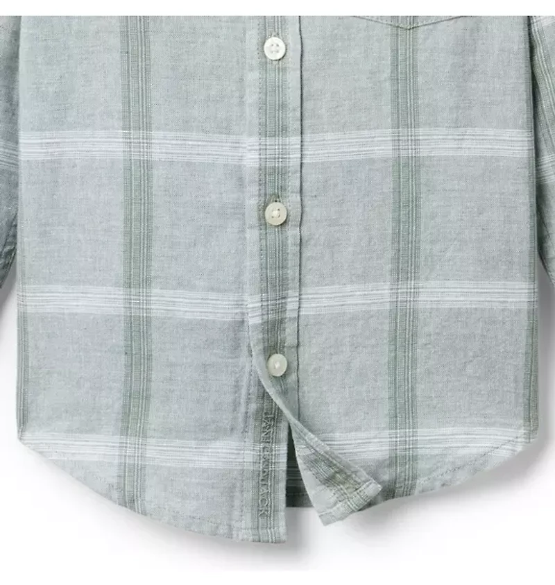 Plaid Linen-Cotton Shirt