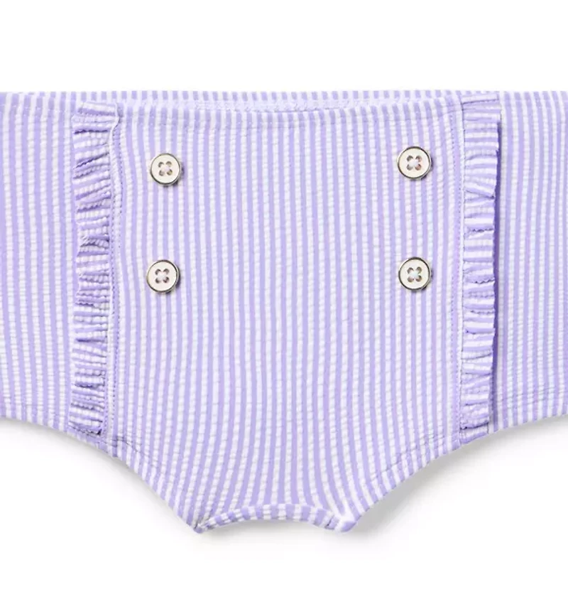 Recycled Striped Ruffle 2-Piece Swimsuit