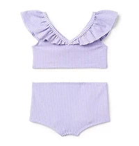 Recycled Striped Ruffle 2-Piece Swimsuit