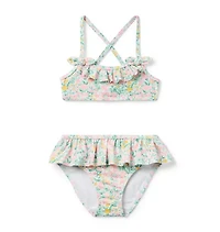 Recycled Ditsy Floral Ruffle 2-Piece Swimsuit