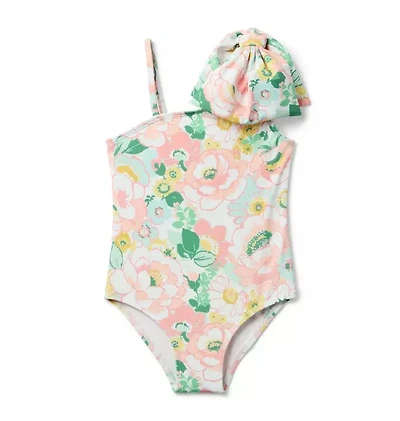 Recycled Floral Bow Shoulder Swimsuit