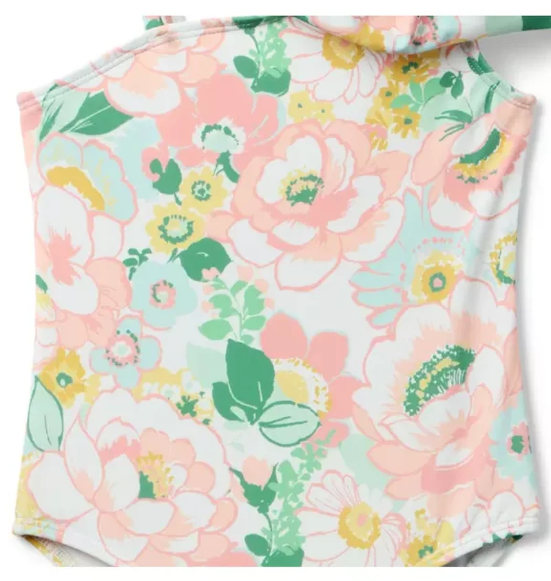 Recycled Floral Bow Shoulder Swimsuit