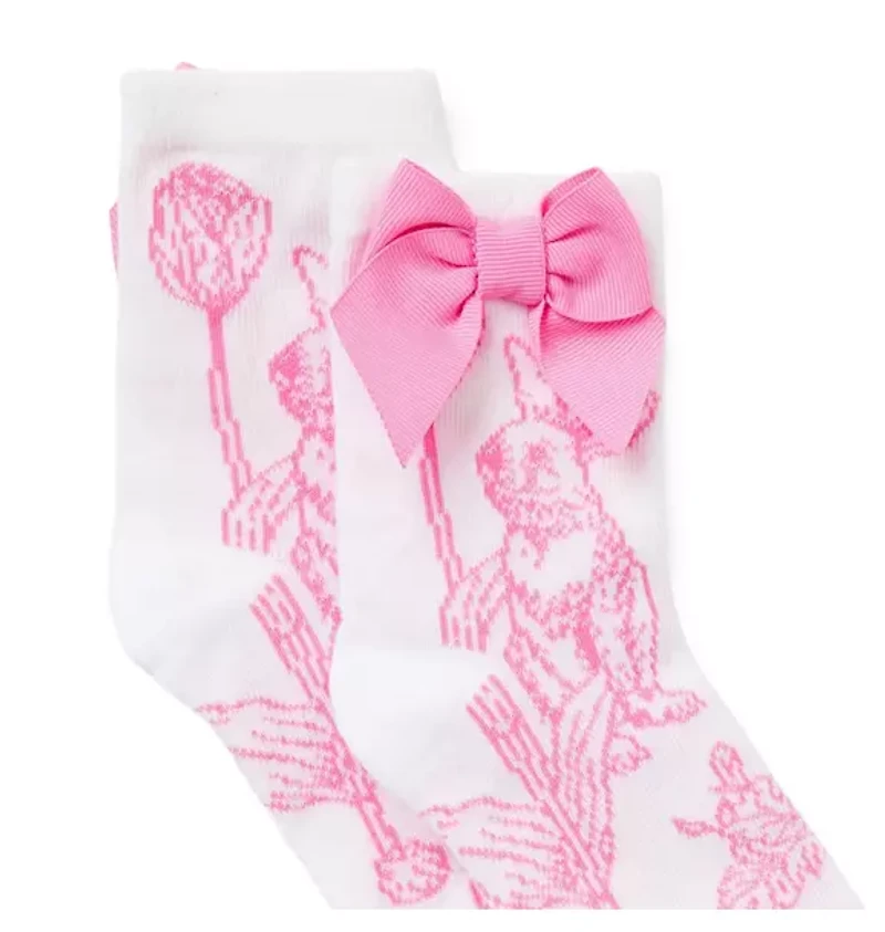Bunny Toile Bow Sock