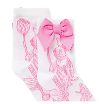 Bunny Toile Bow Sock