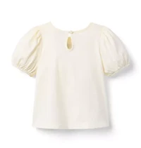 Embroidered Floral Puff Sleeve Top