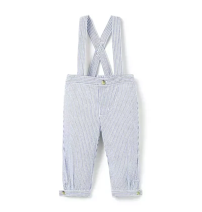 Baby Striped Seersucker Suspender Pant