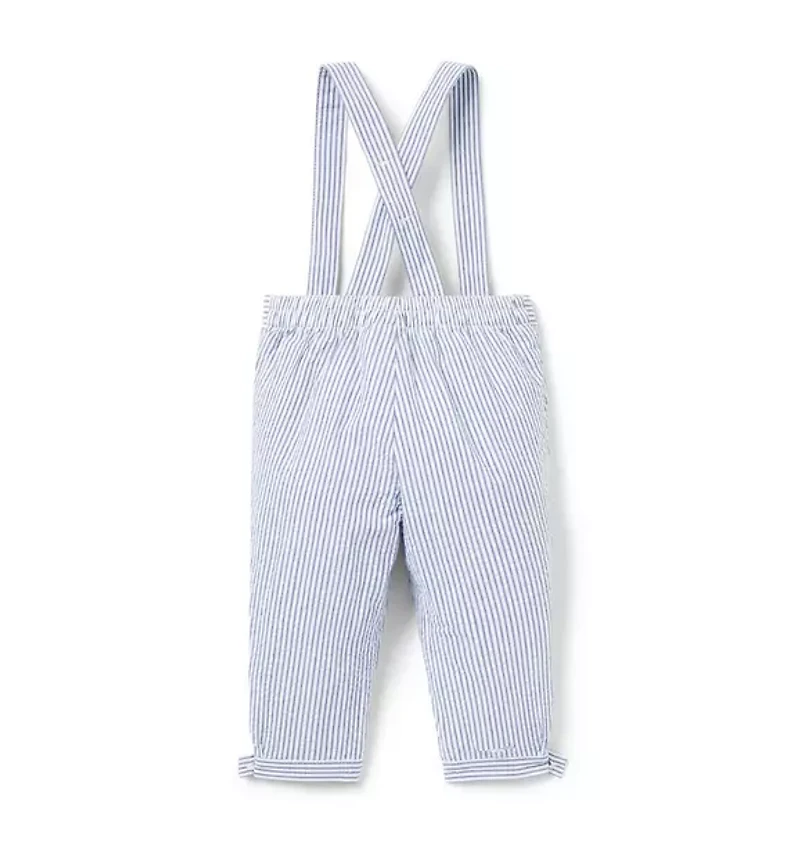 Baby Striped Seersucker Suspender Pant