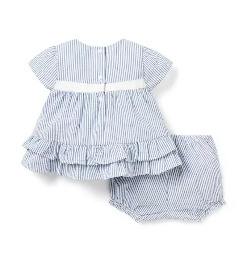 Baby Striped Seersucker Matching Set