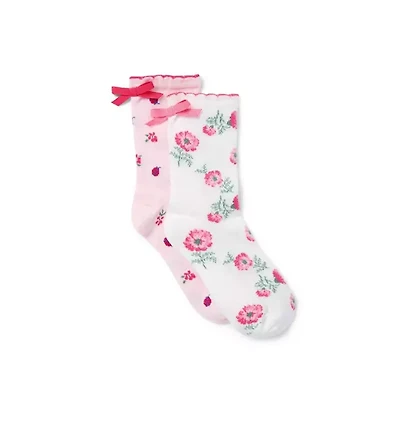 Ladybug And Floral Sock 2-Pack
